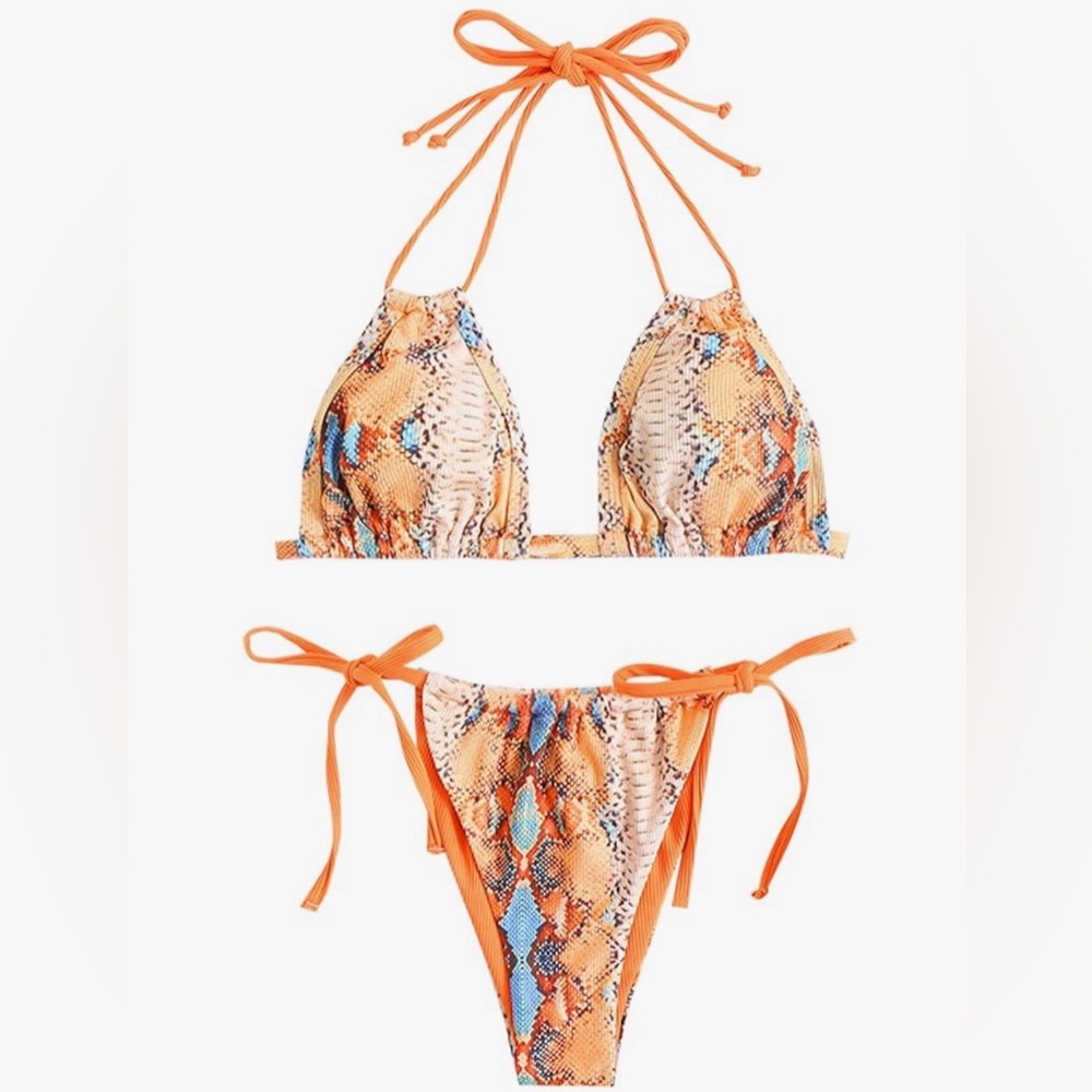 Zaful Womens Snakeskin Print Bikini Set